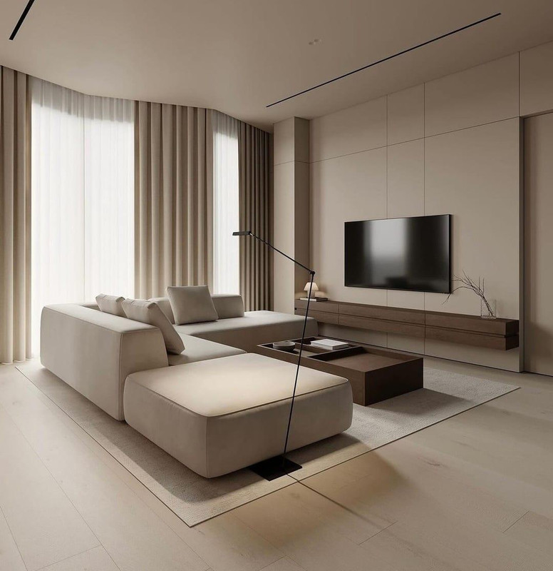 Elegantes Muebles Modernos en L Sala con Sofá esquinero Blanco y puff - Image 2