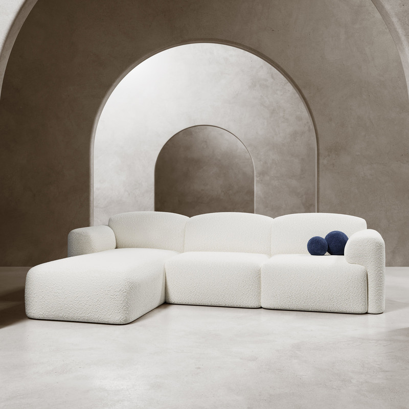 Sofá moderno y elegante en tela ovejera blanco - Image 5