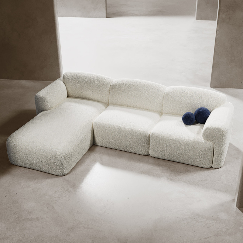 Sofá moderno y elegante en tela ovejera blanco - Image 6