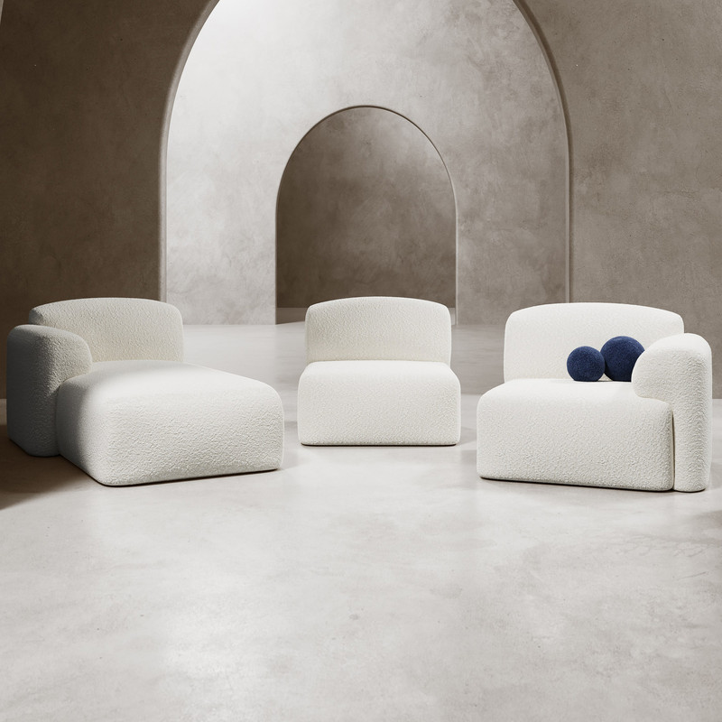 Sofá moderno y elegante en tela ovejera blanco