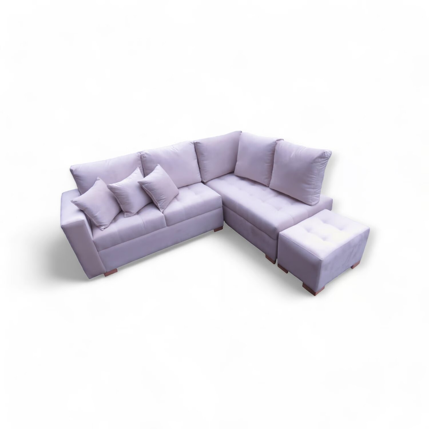 Muebles Modernos en L Sala con Sofá esquinero y 1 Puff en Color Blanco - Image 2