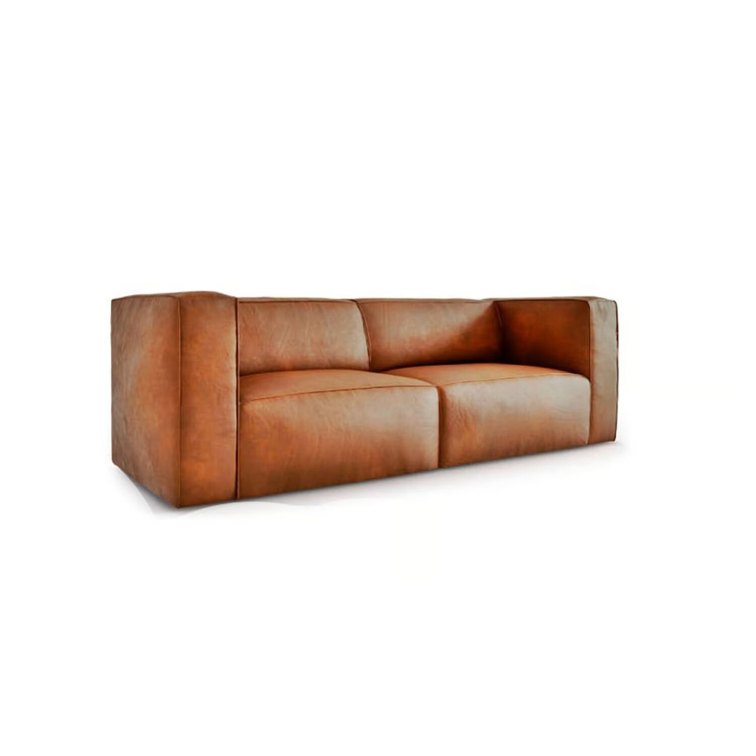 sofá en cuero sintético marrón piel color marrón - Image 2