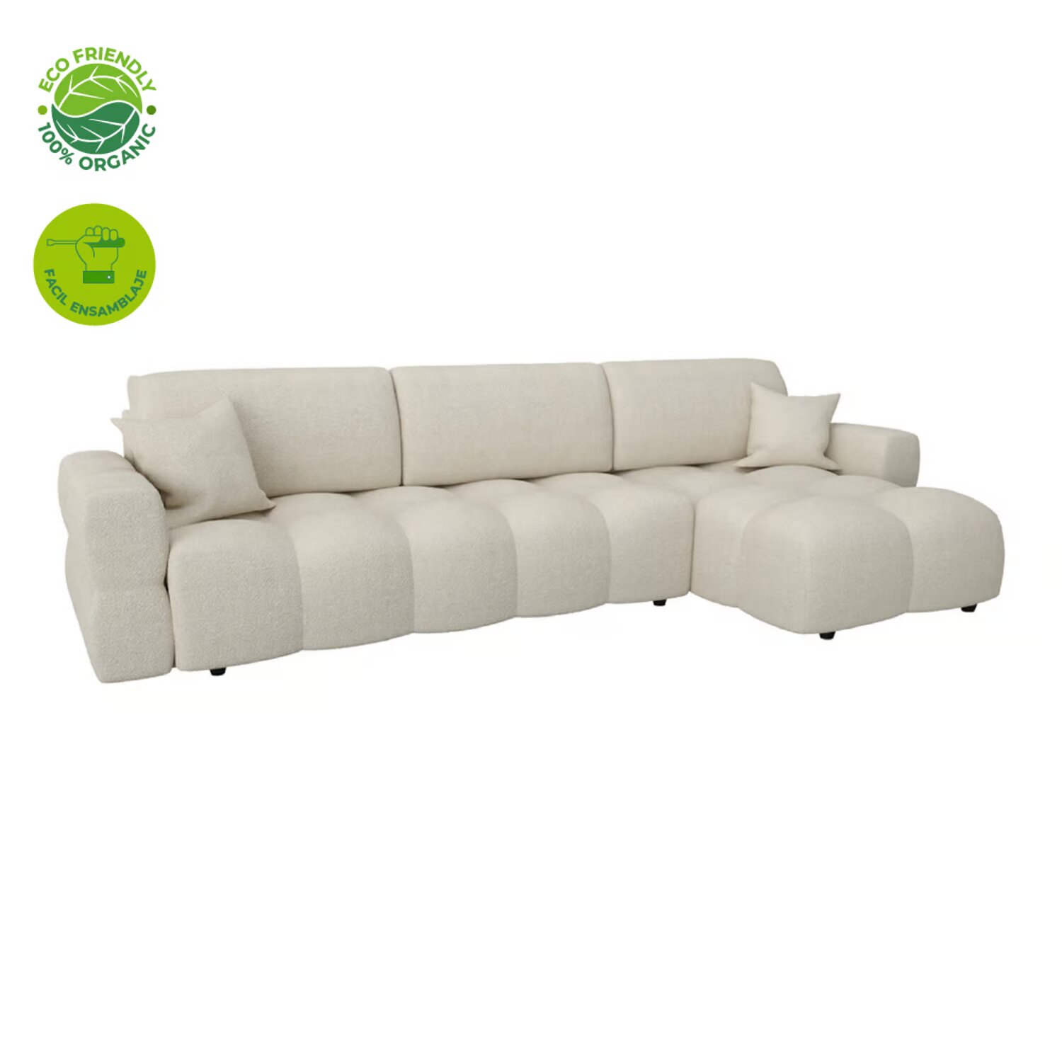 Sala esquinero STEPHANY Moderno en Forma de L 3 Plazas Blanco