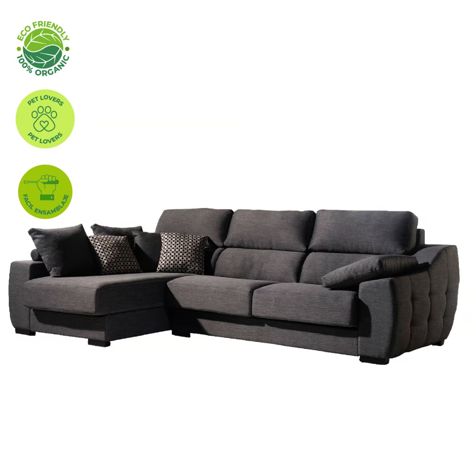 Muebles Modernos en L Sala con Sofá esquinero en Color gris