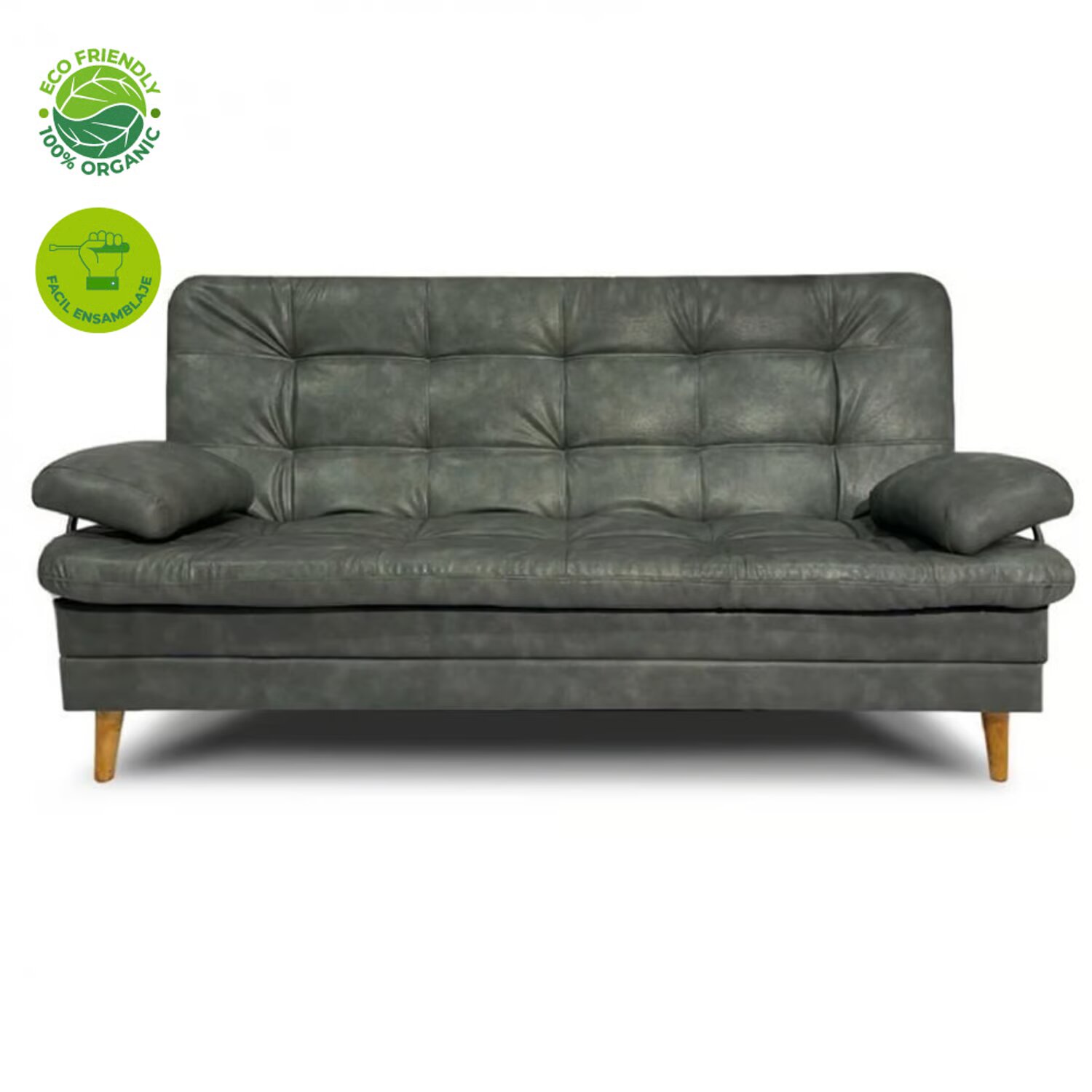 Sofácama tous 3 posiciones tela sintético-antirasguño gris con brazos