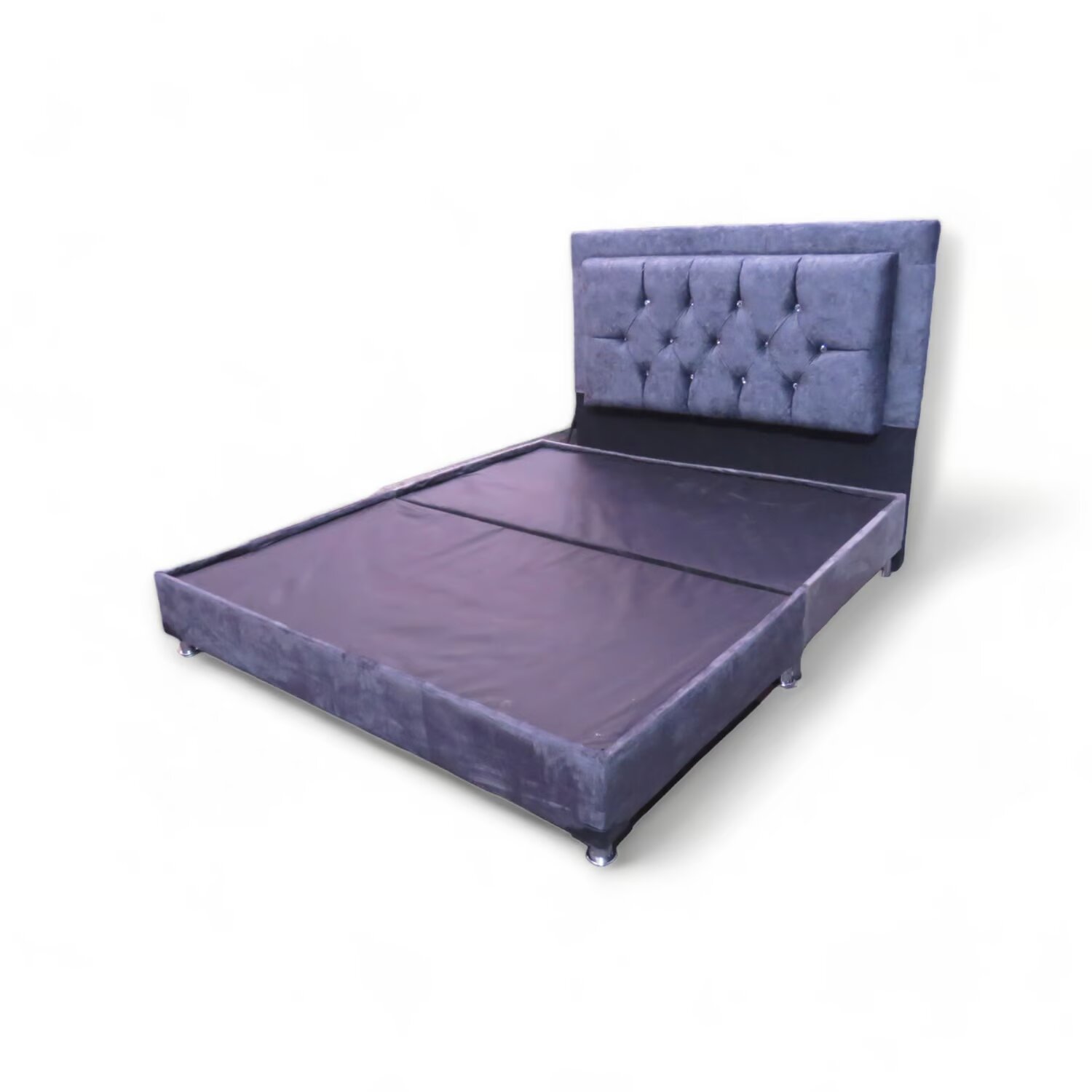 Base Cama con Espaldar o Cabecero Tapizado Gris Medidas 140 X 190