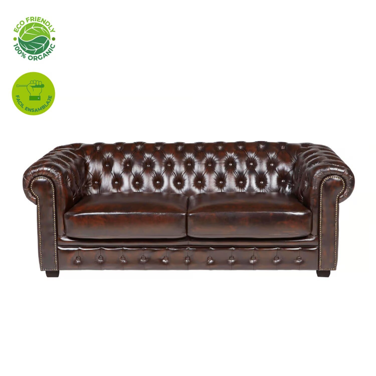 Sofá moderno y elegante Chesterfield 3 plazas en cuero