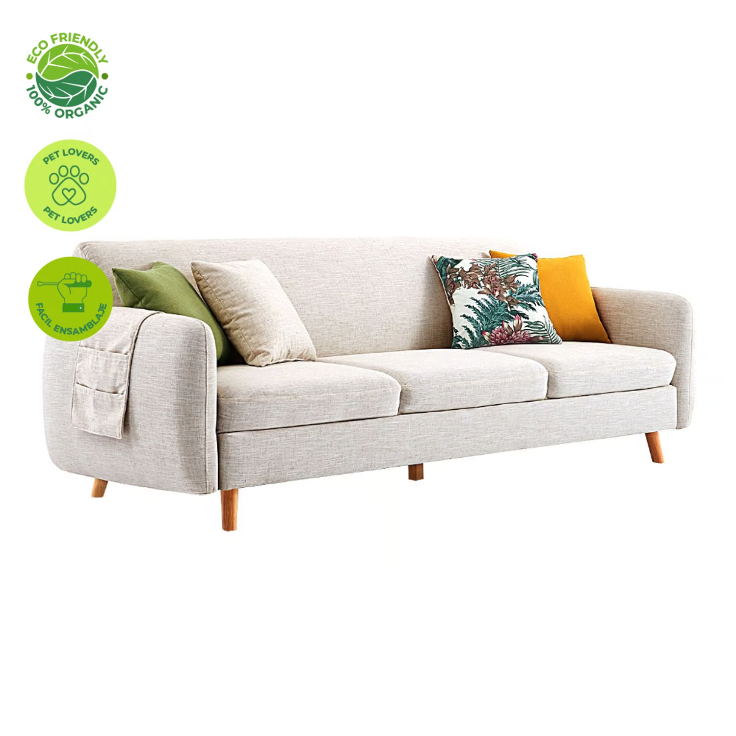 Sofá Pequeño Moderno y Reclinable de 3 Plazas Plegable